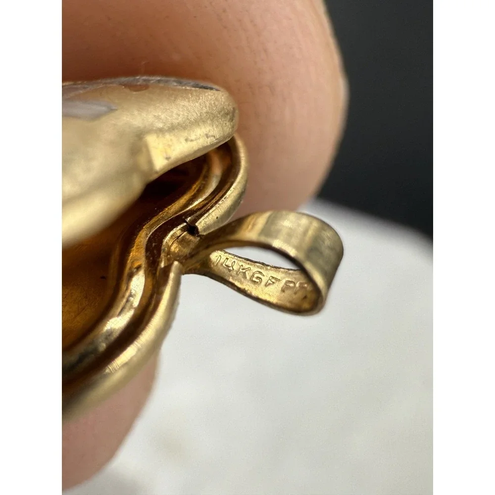 Vintage Gold Filled Locket‎ Pendant Cross Etched